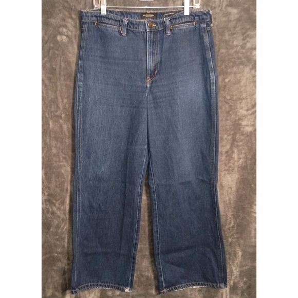Banana Republic Denim - Banana Republic Jeans Womens Sz 32L Long Blue High Rise Wide Leg Zip‎ Pocket